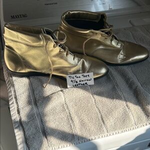 Gold Leather Ankle Boots